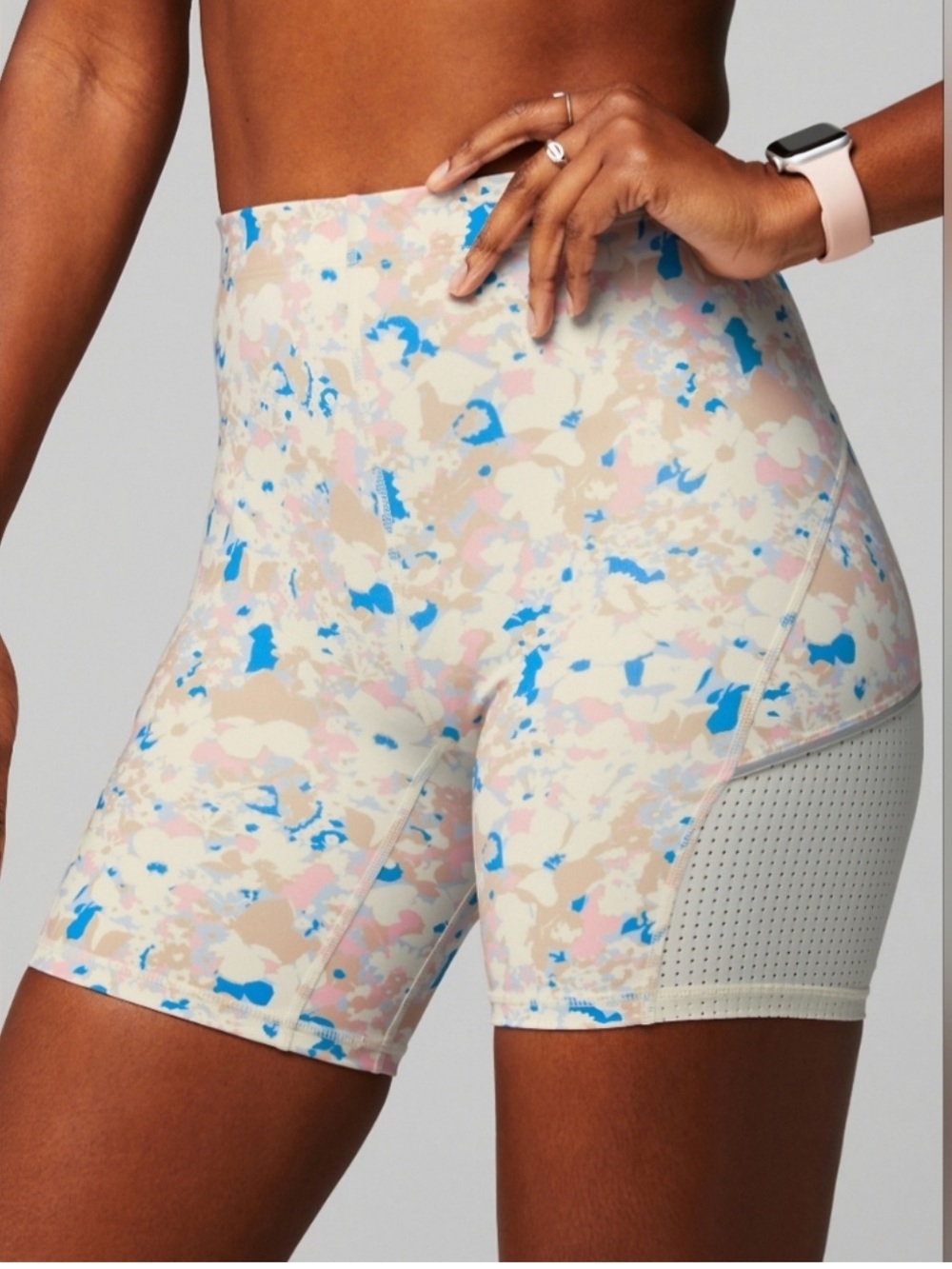 NWT Fabletics Floral Bike Shorts Mesh Panel Size XS